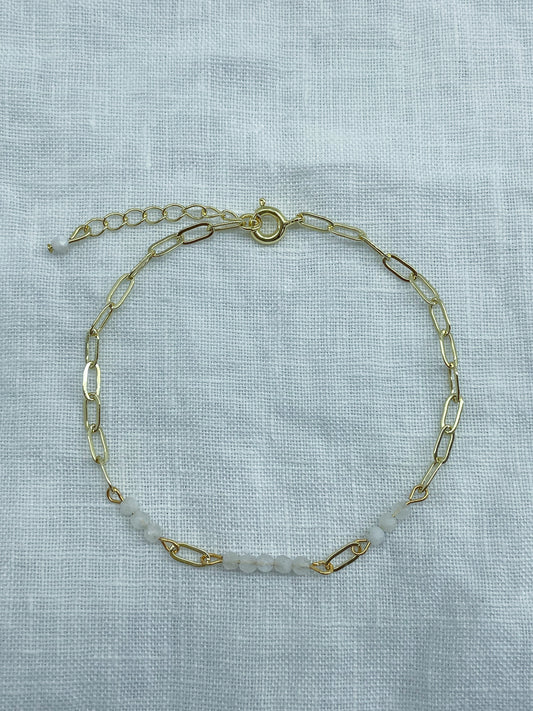 Pure — Bracelet pierre de lune naturelle plaqué or 14k