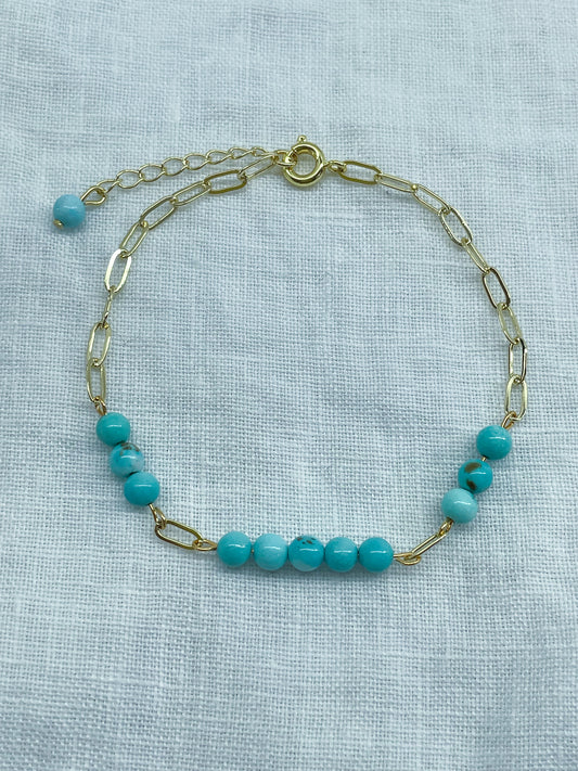 Lagon — Bracelet turquoise naturelle plaqué or 14k