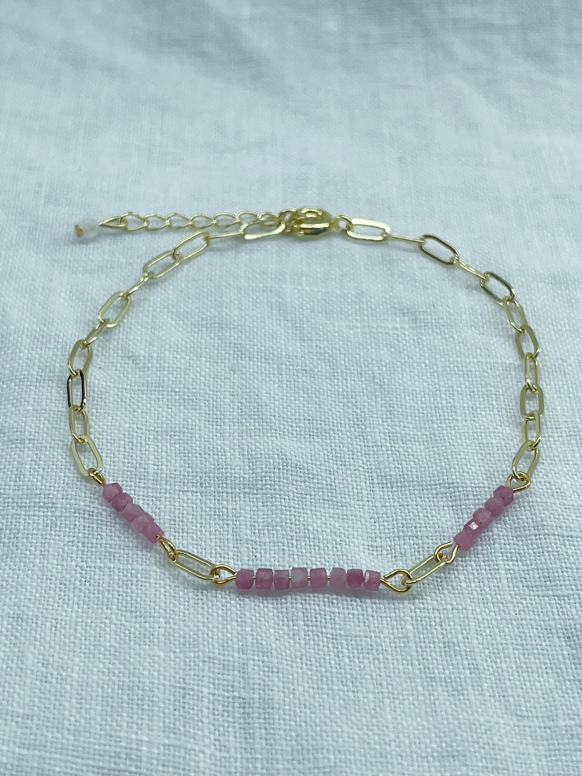 Ardeur — Bracelet tourmaline rose naturelle plaqué or 14k