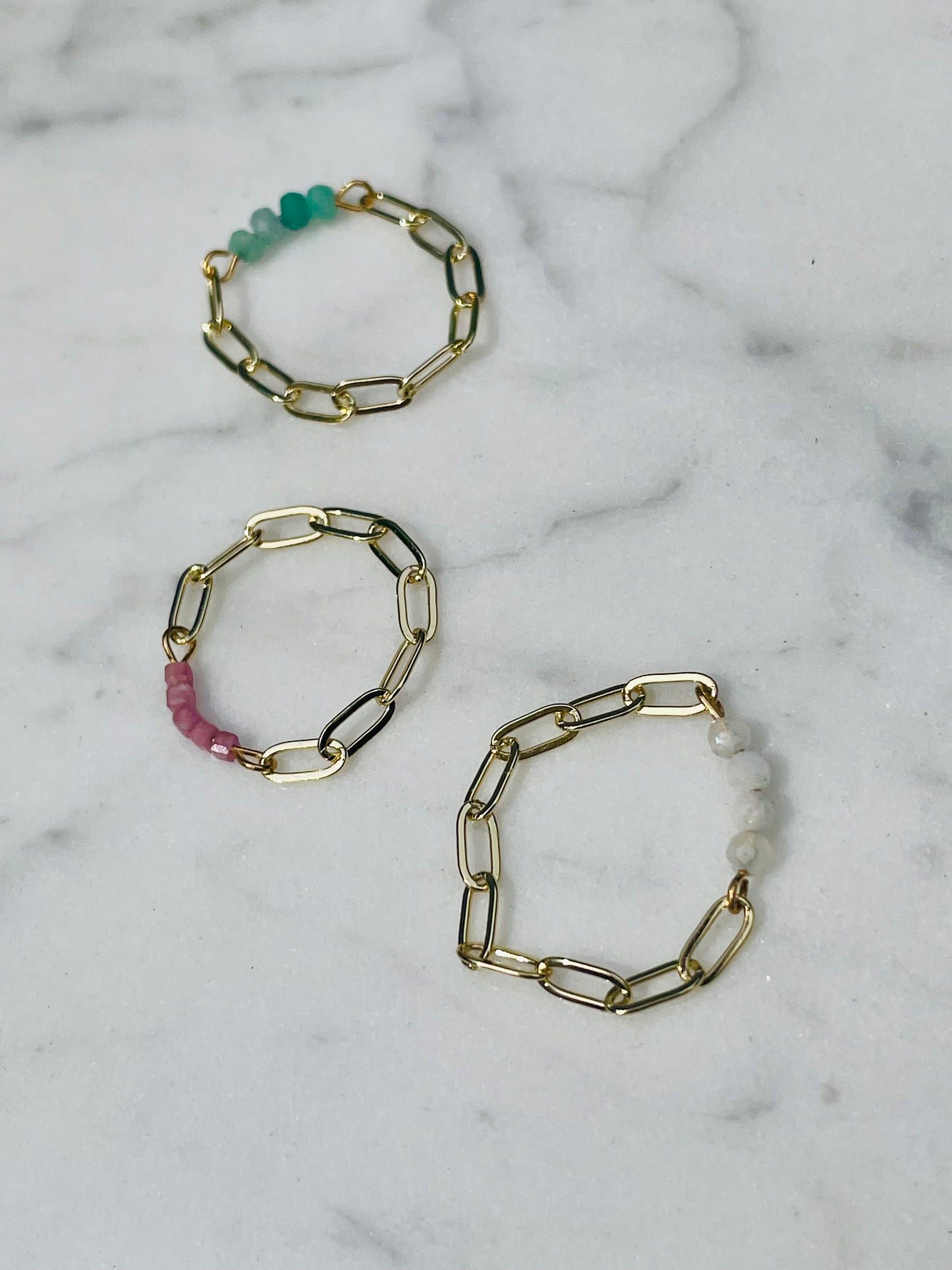 Cercle — Bague en pierre naturelle plaqué or 14k
