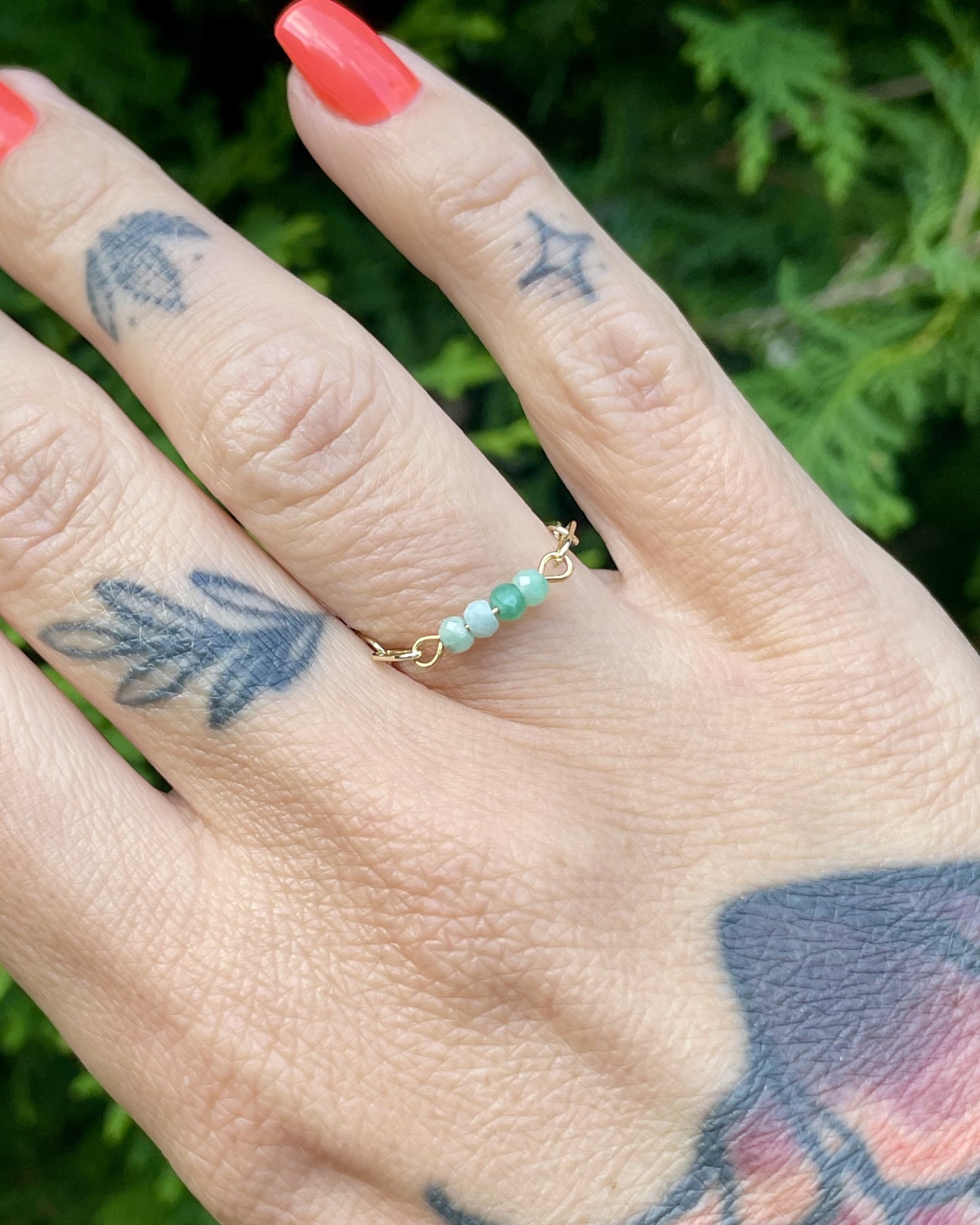Cercle — Bague en pierre naturelle plaqué or 14k
